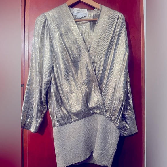 Norma Walters Neiman Marcus Exclusive Silk Dress Long Blouse Gold Sz 8 Hong Kong - Picture 6 of 12